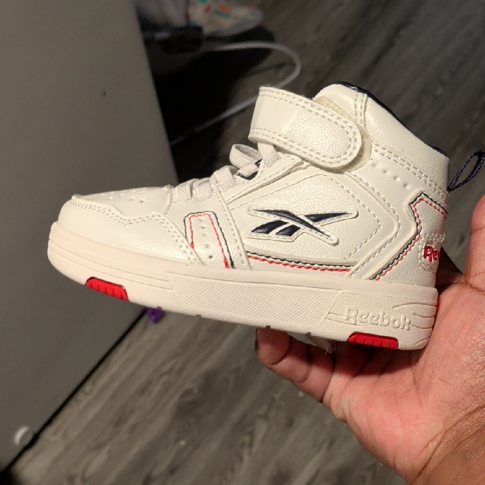Reebok Kids Cream Sneakers with Red Accents